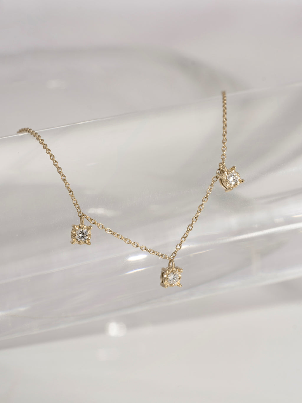 Lab Grown Diamond Dangle Stone Station Necklace