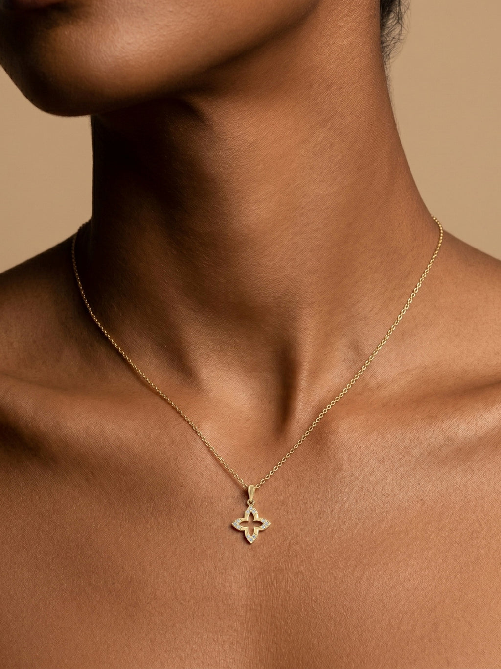 Lab Grown Diamond Accent Floral Charm Necklace