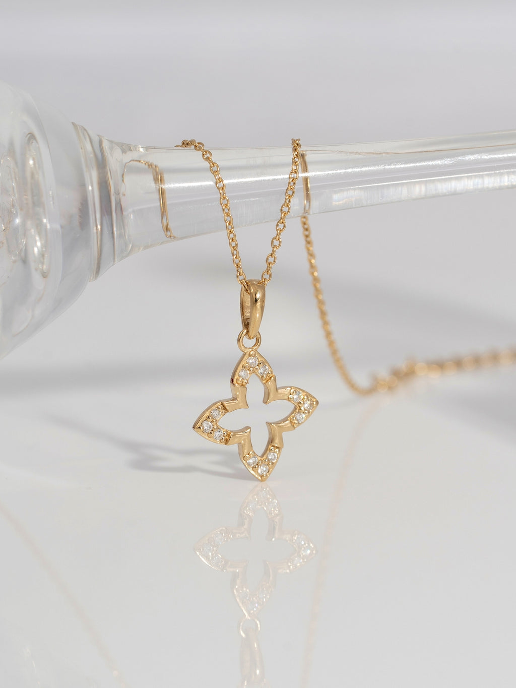 Lab Grown Diamond Accent Floral Charm Necklace