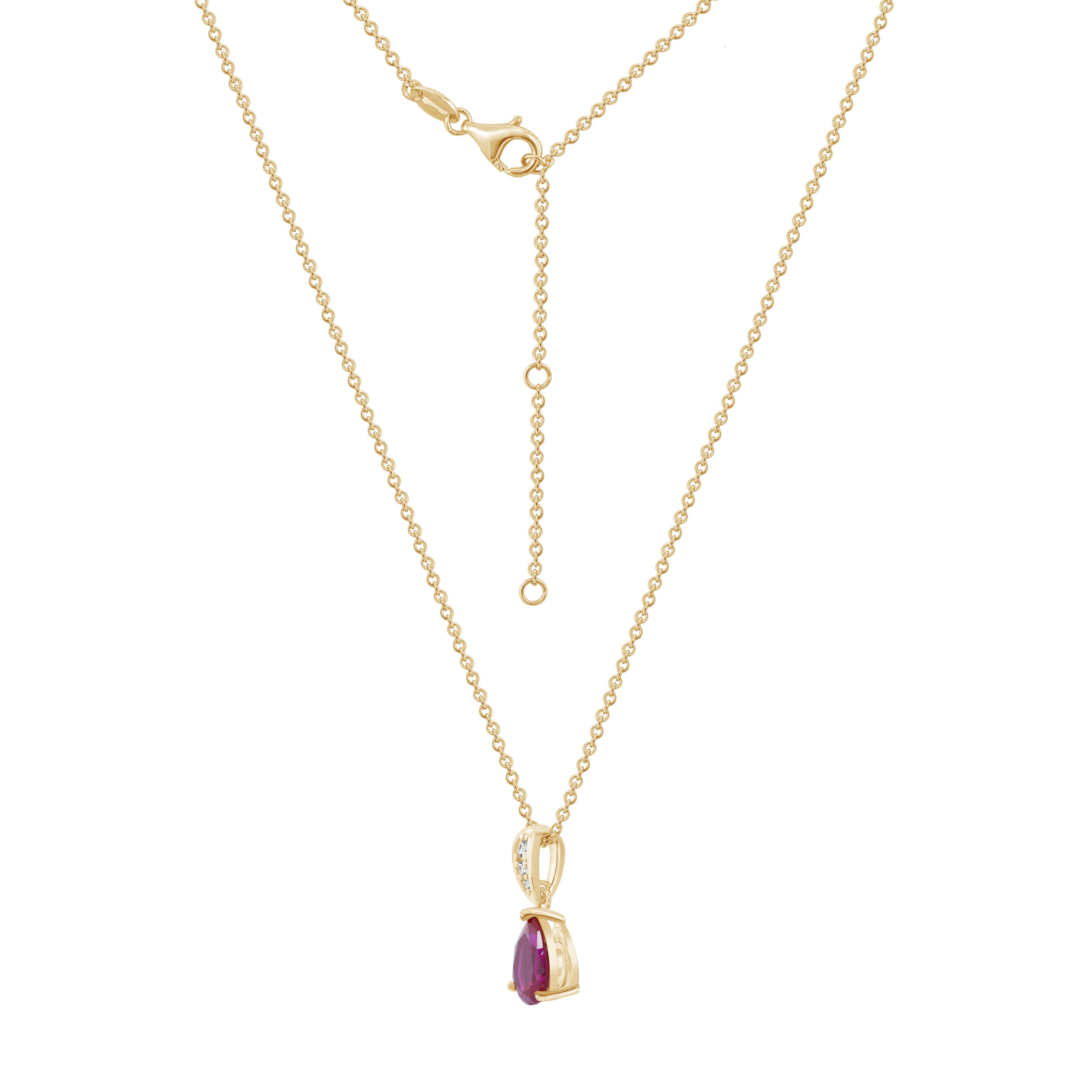 Ruby Pear With Lab Grown Diamond Accent Pendant Necklace