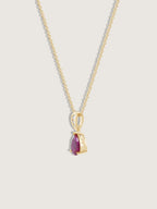 Pear Cut Created Ruby With Lab Grown Diamond Accent Pendant Necklace