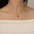 Ruby Pear With Lab Grown Diamond Accent Pendant Necklace