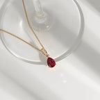 Ruby Pear With Lab Grown Diamond Accent Pendant Necklace
