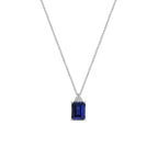 Emerald Cut Sapphire With Lab Grown Diamond Octagon Pendant Necklace