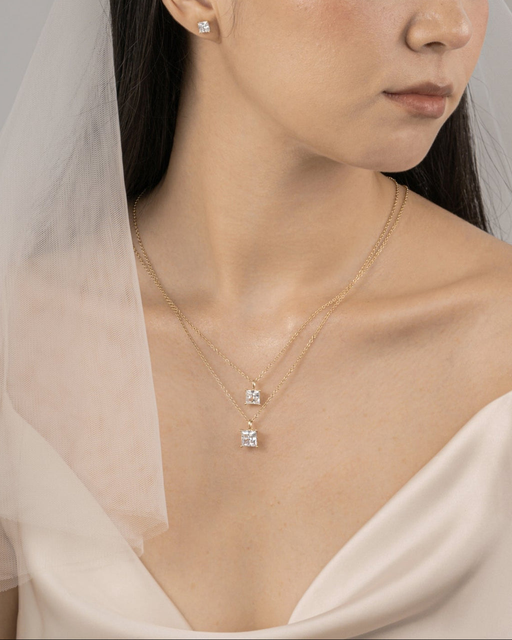Lab-Grown Diamond 1.0 cttw Princess Solitaire Necklace