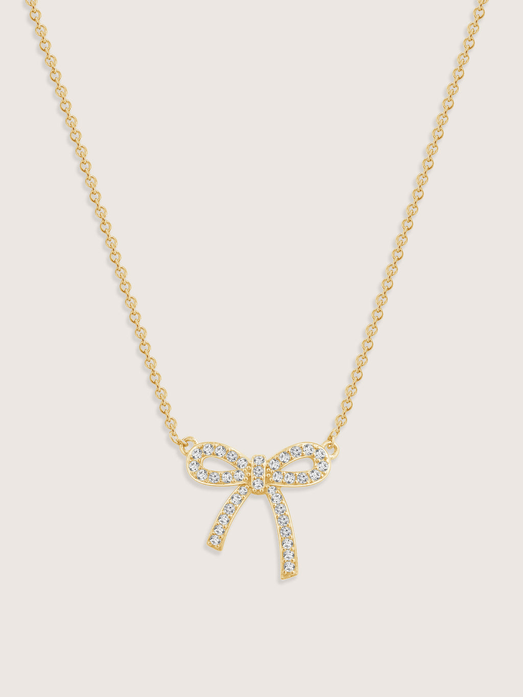 Lab Grown Diamond Accent Bow Pendant Necklace