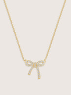 Lab Grown Diamond Accent Bow Pendant Necklace