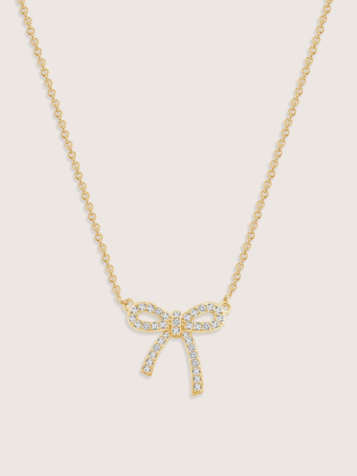 Lab Grown Diamond Accent Bow Pendant Necklace