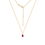 Emerald Cut Ruby With Lab Grown Diamond Vertical Bar Pendant Necklace