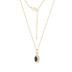 Sapphire Oval With Lab Grown Diamond Accent Halo Pendant Necklace