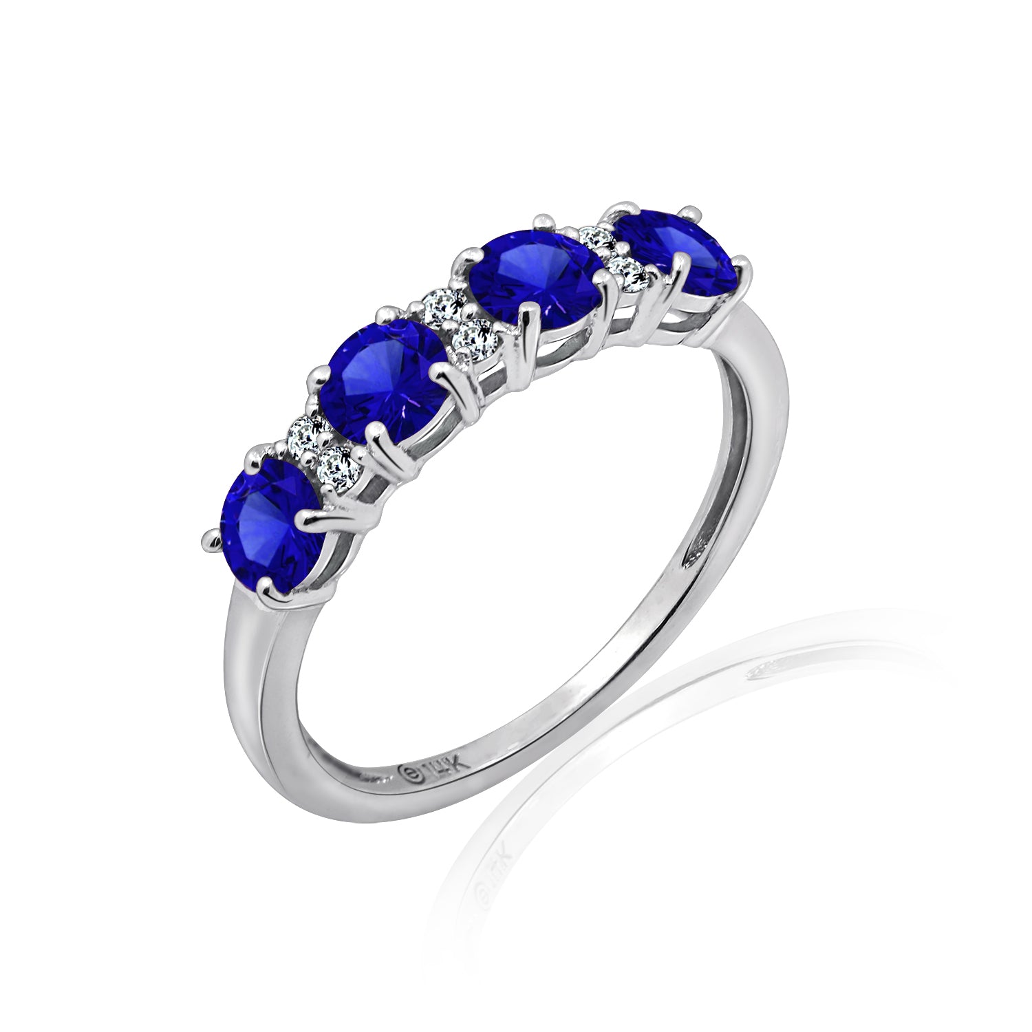 4mm Round Cut Sapphire With Lab Grown Diamond Half Band Ring