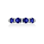 4mm Round Cut Sapphire With Lab Grown Diamond Half Band Ring