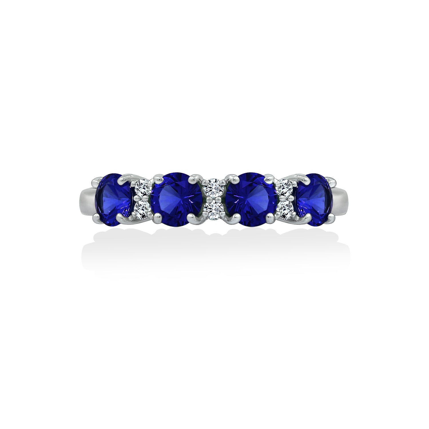 4mm Round Cut Sapphire With Lab Grown Diamond Half Band Ring