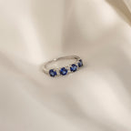 4mm Round Cut Sapphire With Lab Grown Diamond Half Band Ring