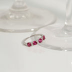 4mm Round Cut Ruby With Lab Grown Diamond Half Band Ring