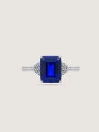 Emerald Cut Created Sapphire With Lab Grown Diamond Accent Octagon Cocktail Ring