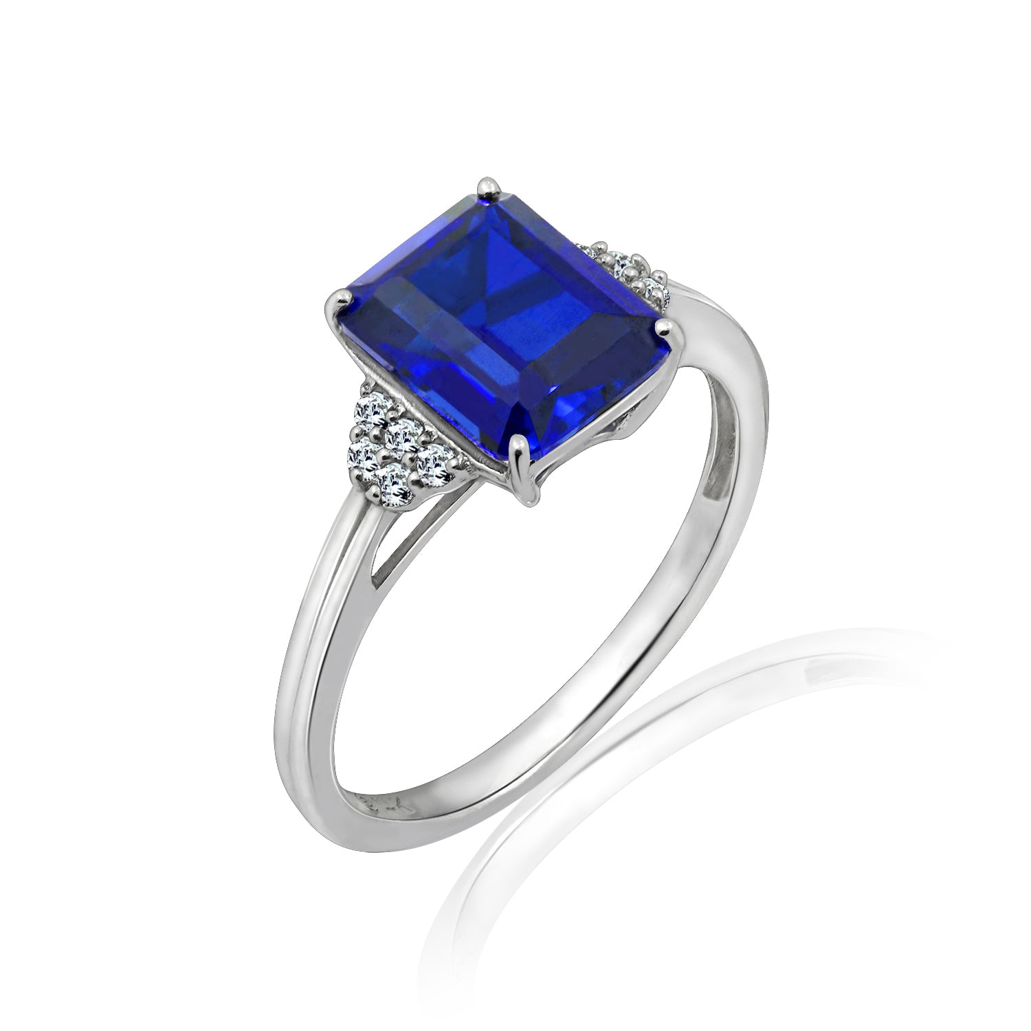 Emerald Cut Sapphire With Lab Grown Diamond Octagon Cocktail Ring