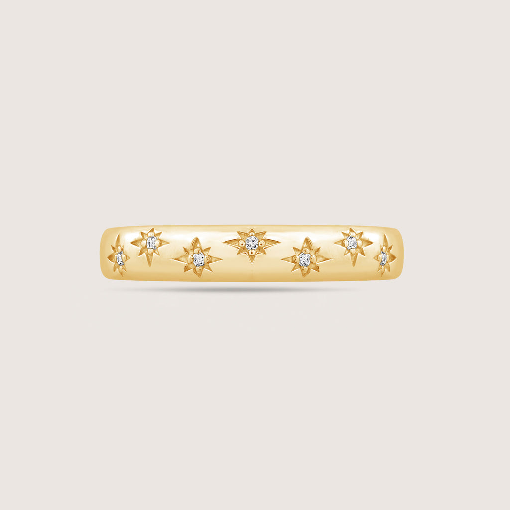 Lab Grown Diamond Starburst Dome Band Ring