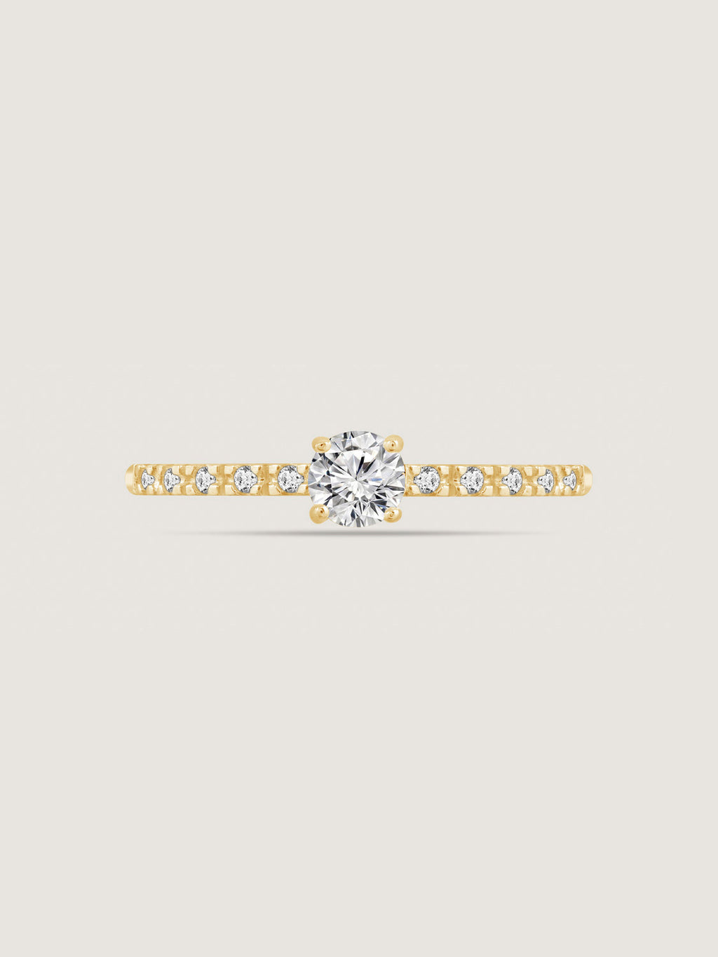 Lab Grown Diamond Round Cut Solitaire Ring with Pave Band