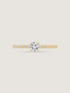 Lab Grown Diamond Round Cut Solitaire Ring with Pave Band