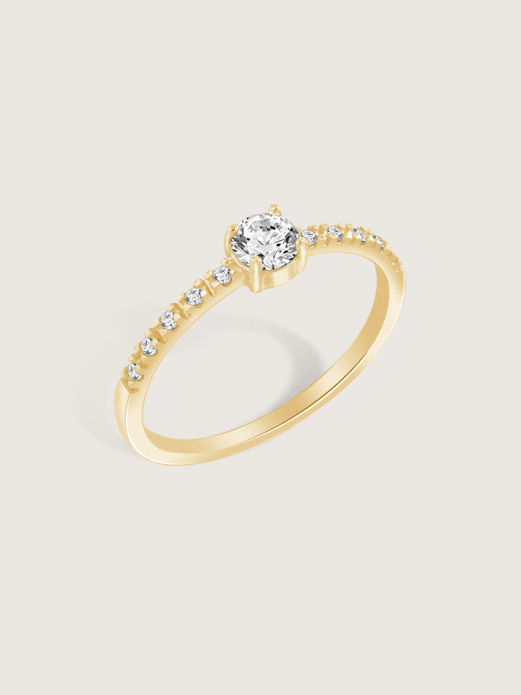 Lab Grown Diamond Round Cut Solitaire Ring with Pave Band
