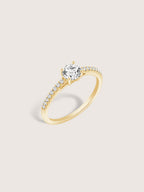 Lab Grown Diamond 0.66ct Round Cut Solitaire Ring with Pave Band