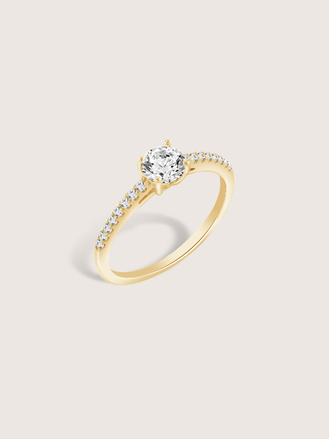 Lab Grown Diamond 0.66ct Round Cut Solitaire Ring with Pave Band