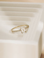 Lab Grown Diamond 0.4ct Emerald Cut Solitaire Ring with Pave Band
