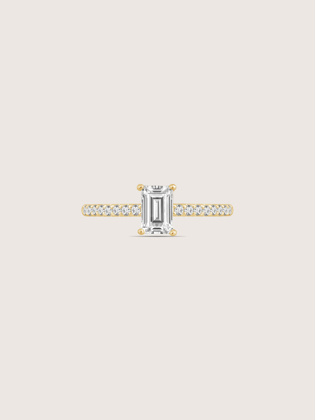 Lab Grown Diamond 0.4ct Emerald Cut Solitaire Ring with Pave Band