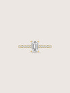 Lab Grown Diamond 0.4ct Emerald Cut Solitaire Ring with Pave Band