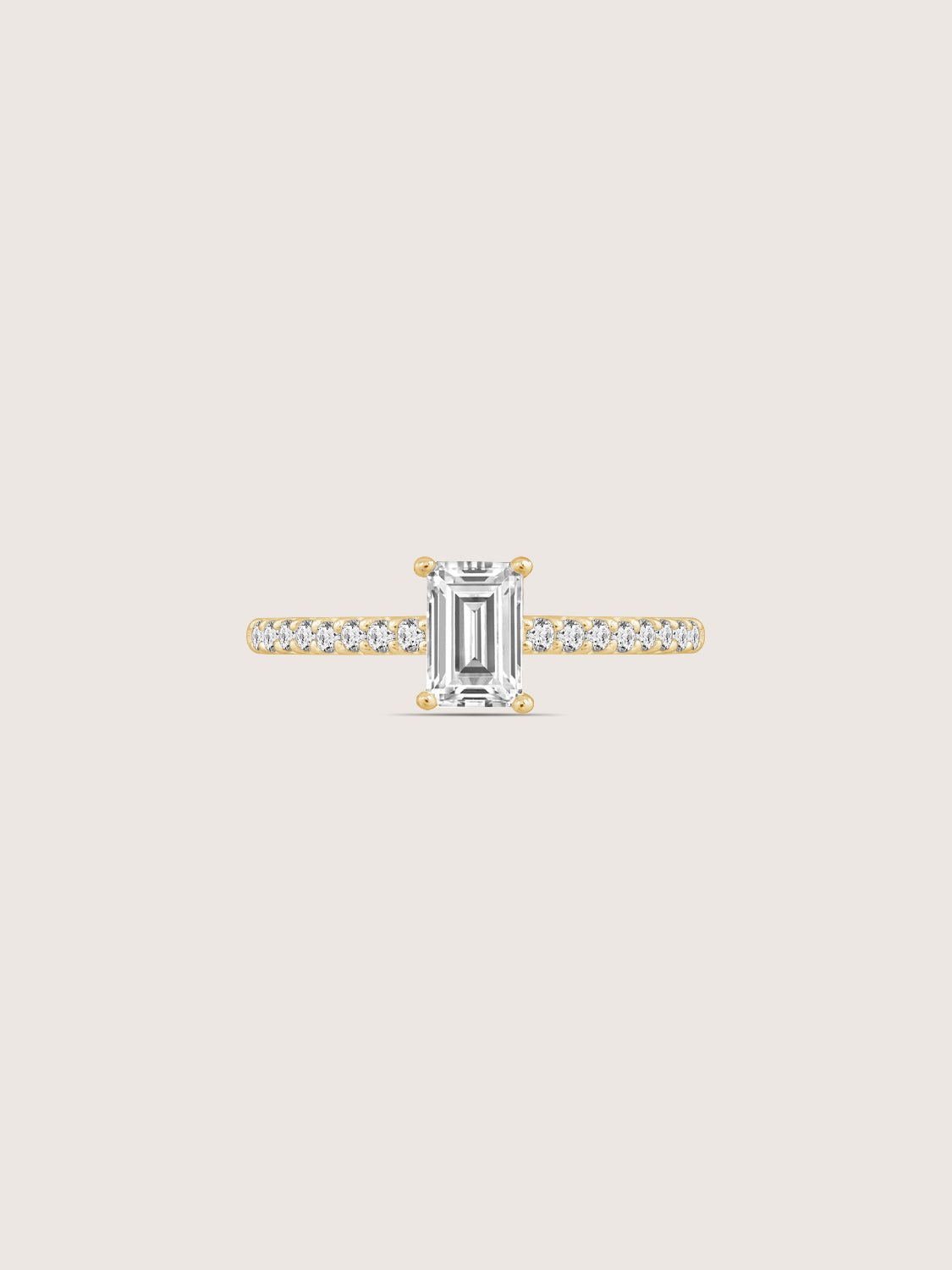 Lab Grown Diamond 0.4ct Emerald Cut Solitaire Ring with Pave Band