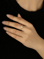 Lab Grown Diamond 0.4ct Emerald Cut Solitaire Ring with Pave Band