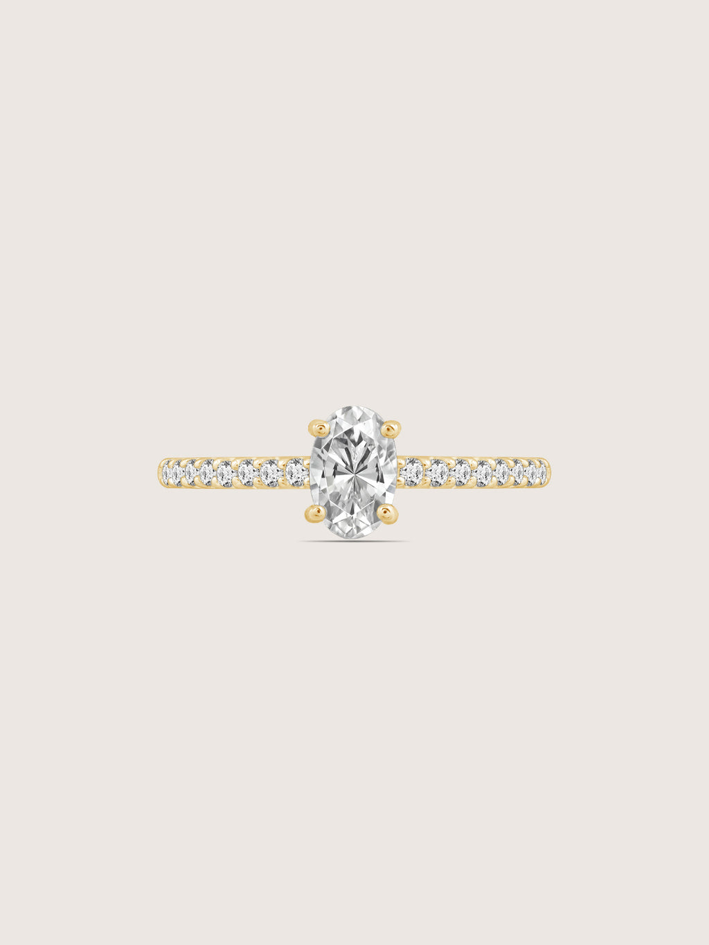 Lab Grown Diamond 0.66ct Oval Cut Solitaire Ring with Pave Band