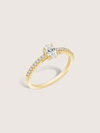 Lab Grown Diamond 0.66ct Oval Cut Solitaire Ring with Pave Band