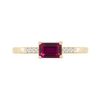 0.5ct Emerald Cut Ruby With Lab Grown Diamond Ring