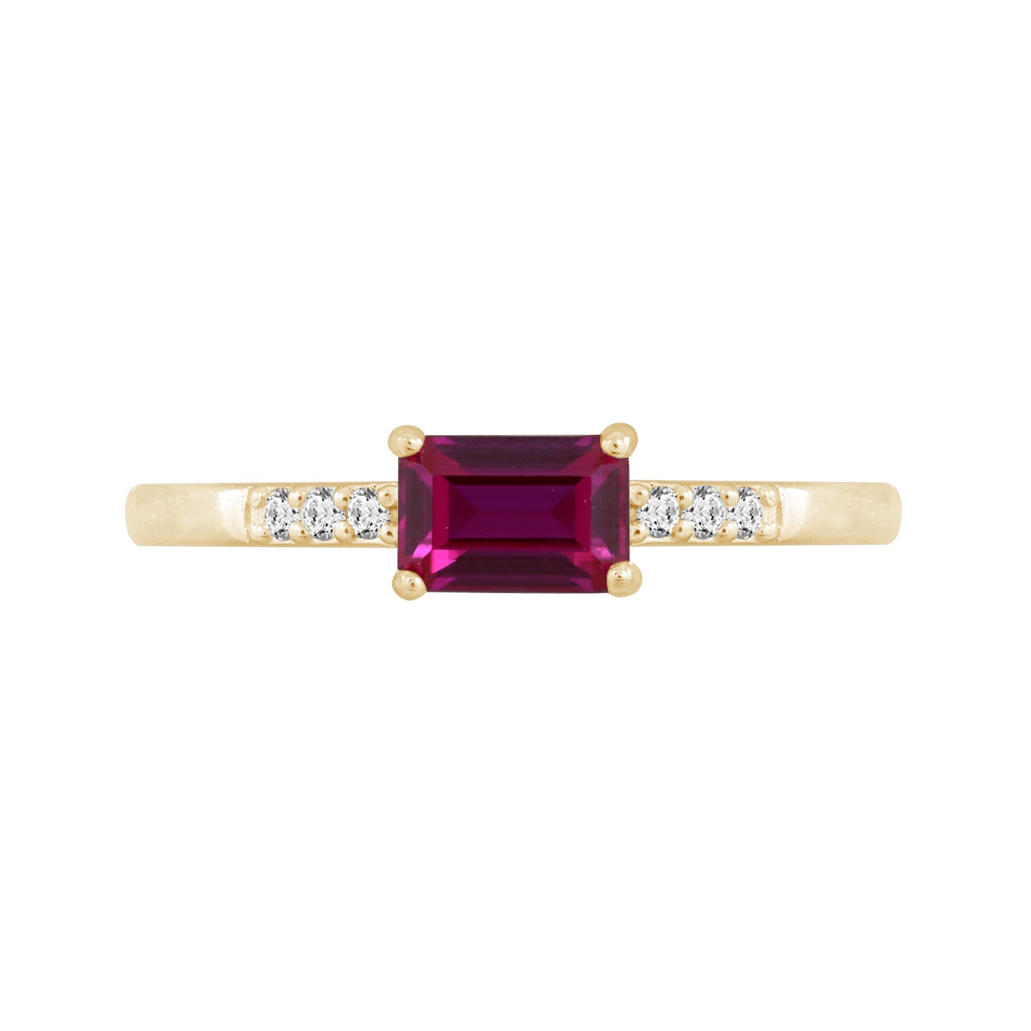 0.5ct Emerald Cut Ruby With Lab Grown Diamond Ring