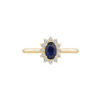 Sapphire Oval With Lab Grown Diamond Accent Halo Ring