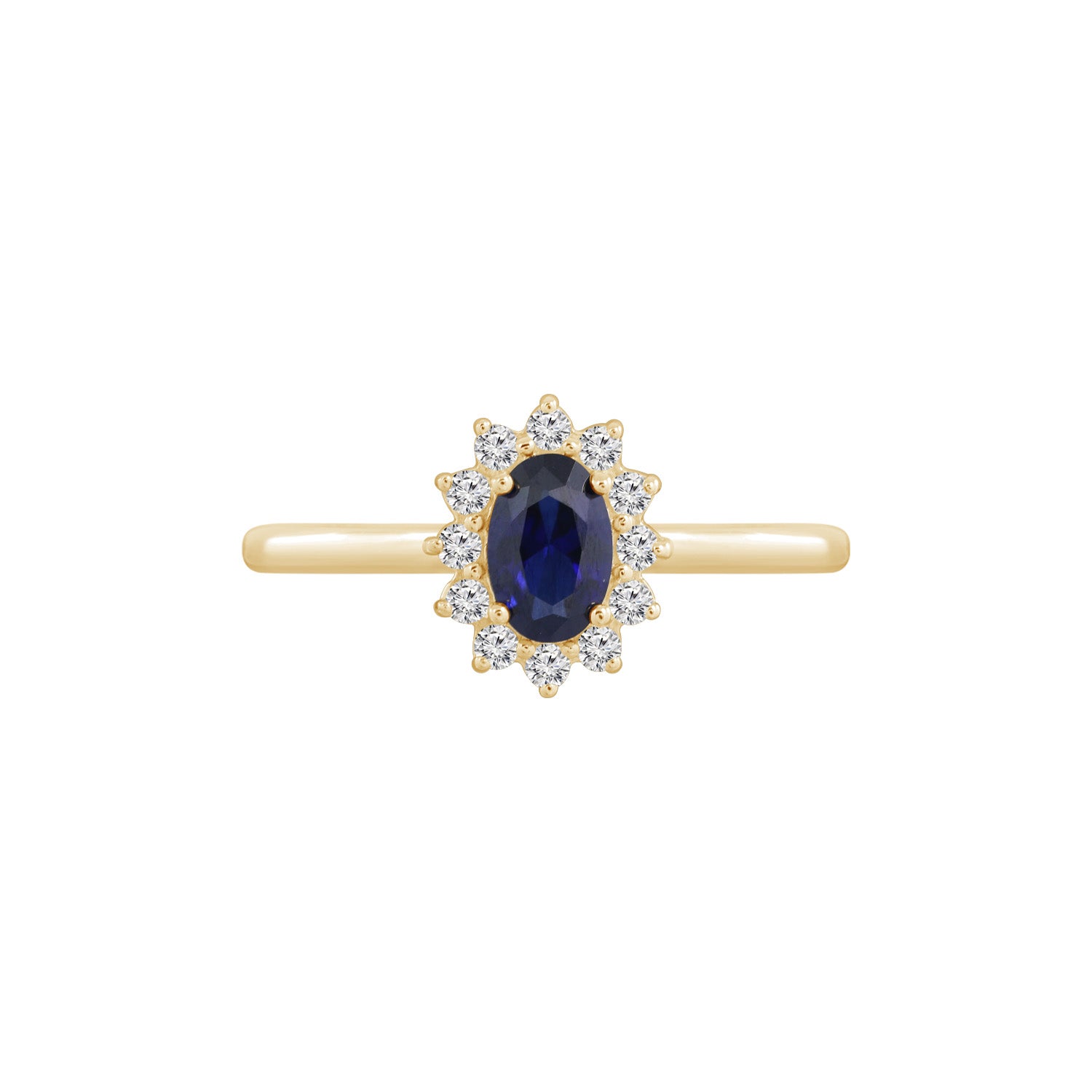 Sapphire Oval With Lab Grown Diamond Accent Halo Ring