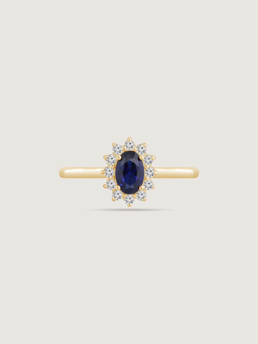 Oval Cut Created Sapphire With Lab Grown Diamond Accent Halo Ring