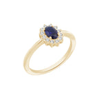 Sapphire Oval With Lab Grown Diamond Accent Halo Ring