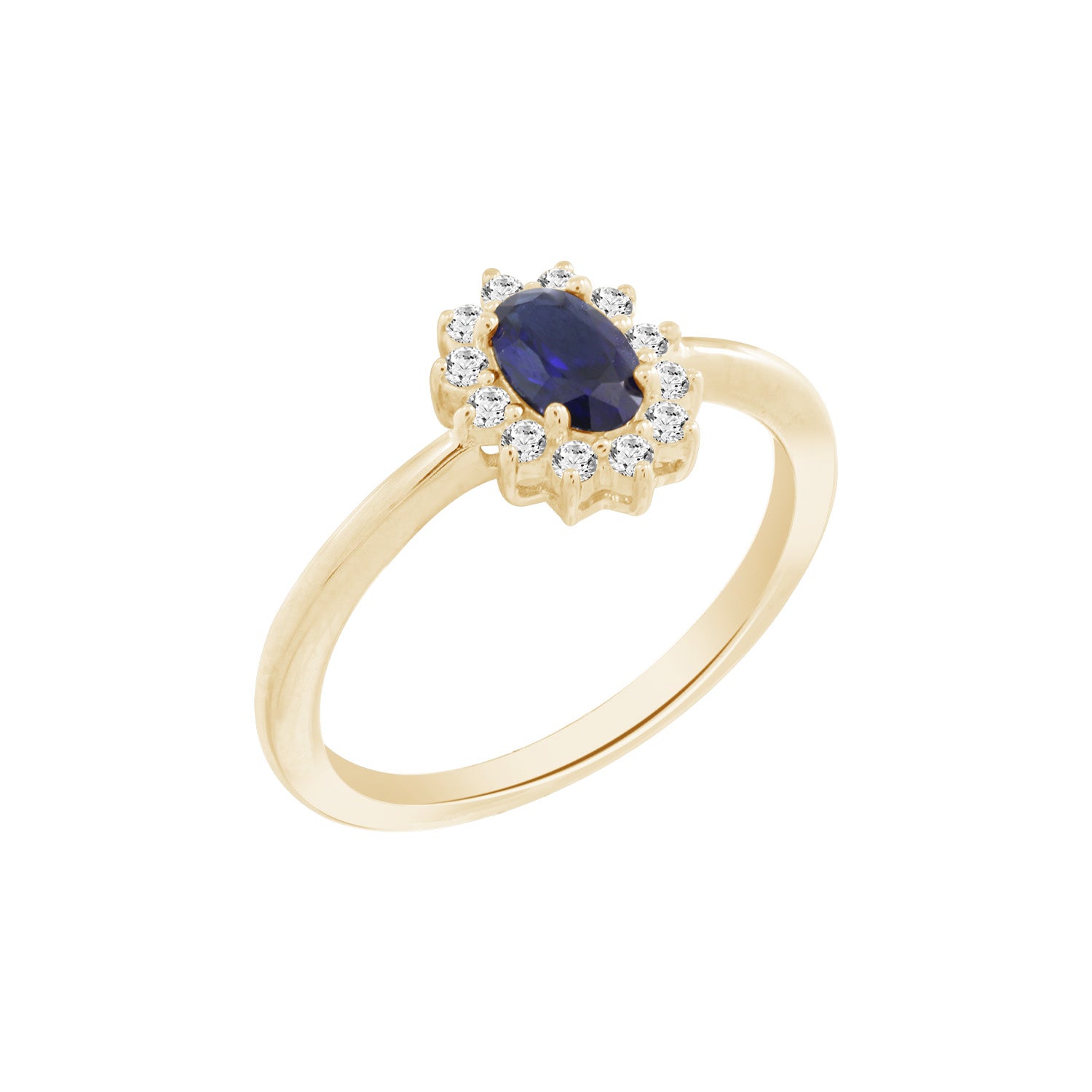 Sapphire Oval With Lab Grown Diamond Accent Halo Ring