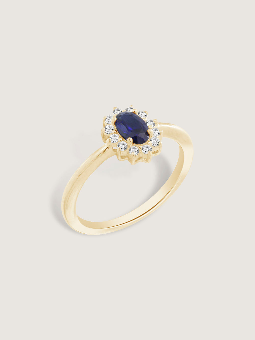 Oval Cut Created Sapphire With Lab Grown Diamond Accent Halo Ring