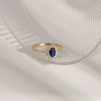 Sapphire Oval With Lab Grown Diamond Accent Halo Ring