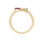 Ruby Baguette With Round Lab Grown Diamond Bar Ring
