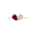 Ruby Pear With Lab Grown Diamond Accent Heart Saphed Ring