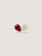 Pear Cut Created Ruby And Pave Lab Grown Diamond Heart Shaped Ring