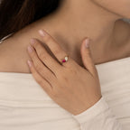 Ruby Pear With Lab Grown Diamond Accent Heart Saphed Ring
