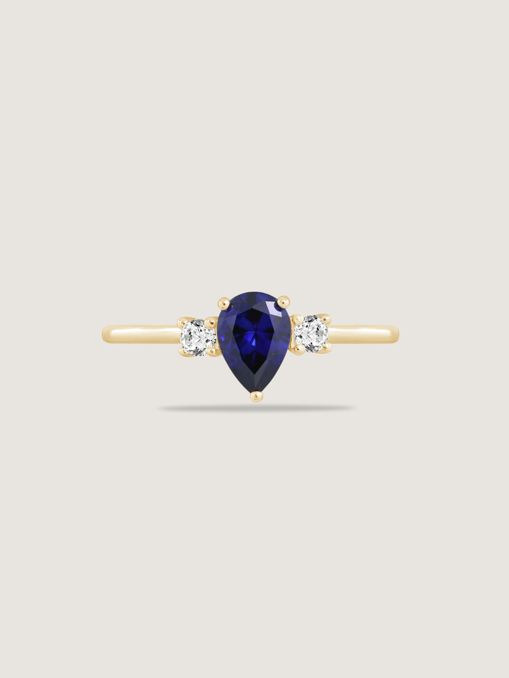 Pear Cut Created Sapphire And Lab Grown Diamond Three Stones Ring