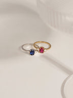 Oval Cut Created Sapphire And Lab Grown Diamond Three Stones Ring