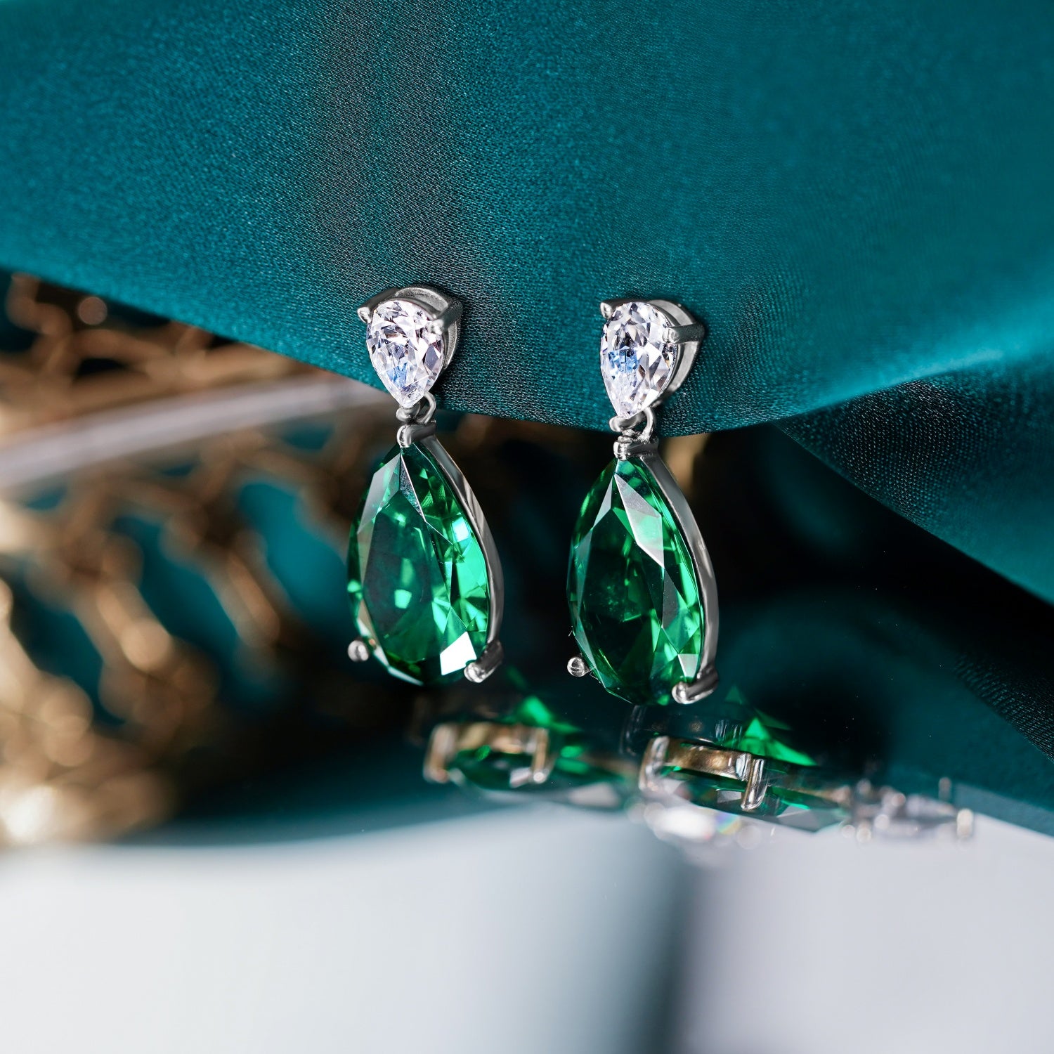 Emerald Teardrop Earrings Kiera NY Jewelry